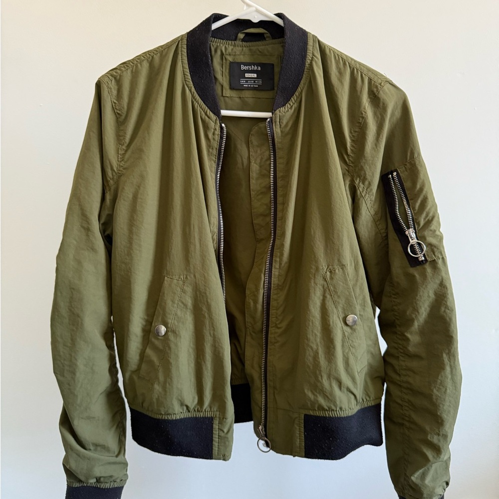 Bershka Women's Olive Bomber Jacket